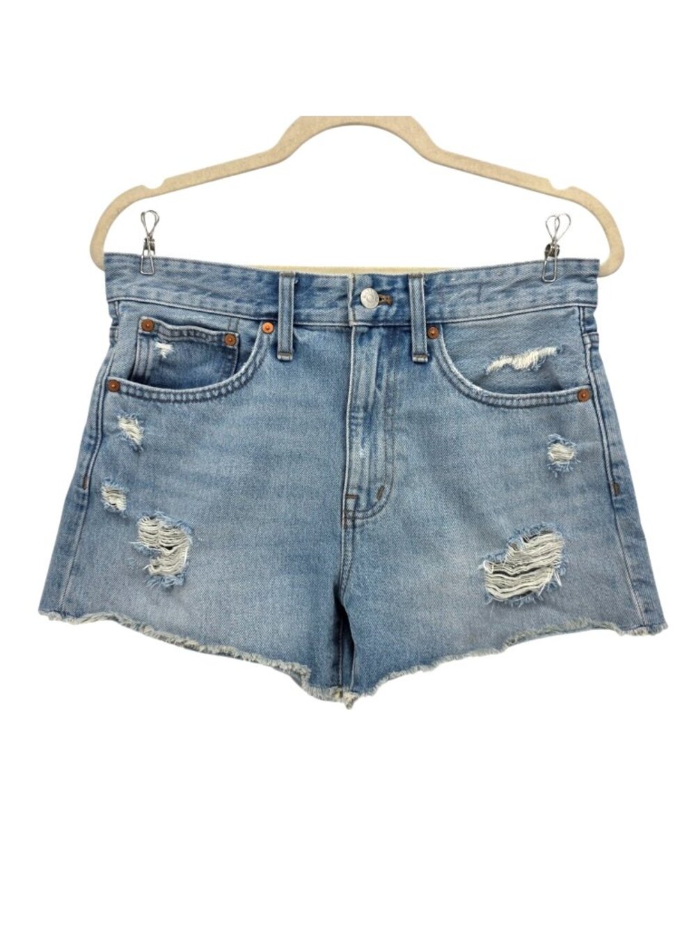 Madewell Womens 26 Shorts Relaxed Denim Shorts High Rise Ripped Distressed Jean